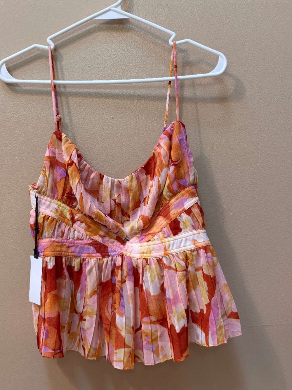 ASTR The Label Cami Romantic Artsy Spaghetti Strap Watercolor Top Size M NWT